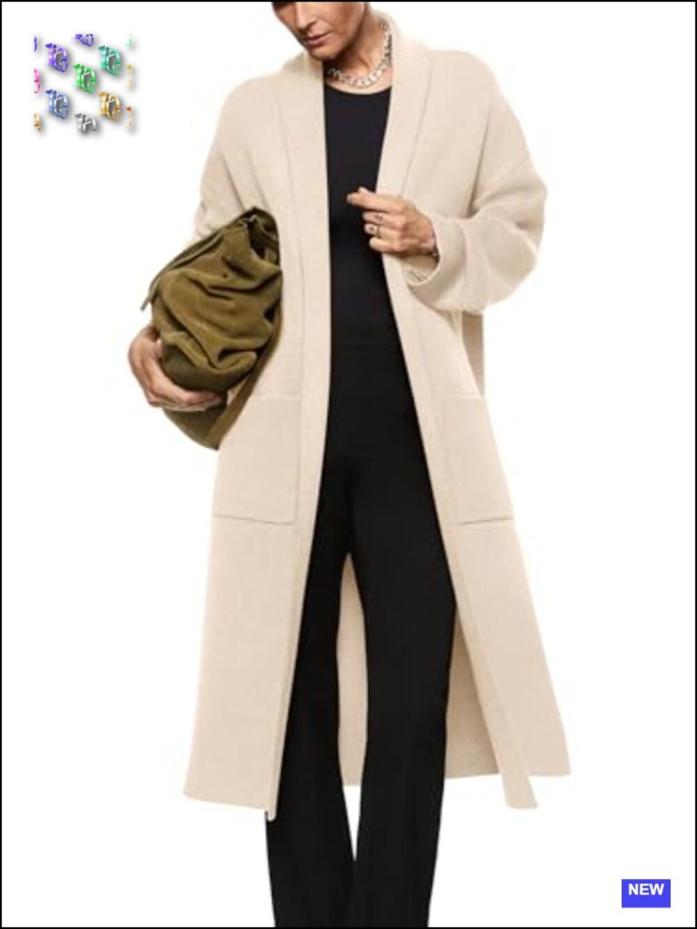 Oversized Open Front Maxi Cardigan Sweater Coat with Pockets